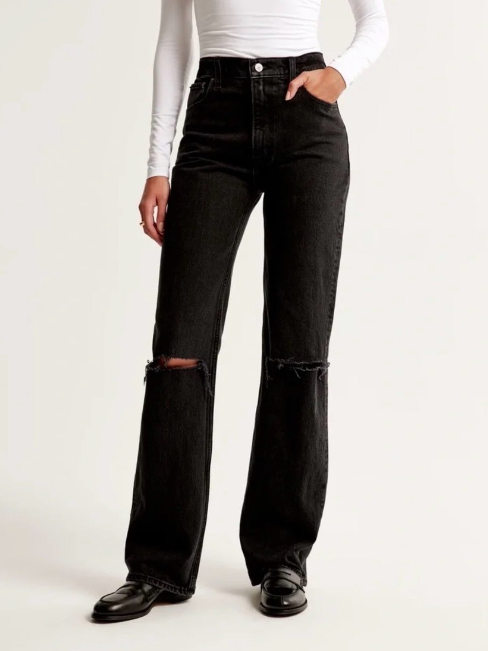 Abercrombie 90s Relaxed High Rise Black  Jeans 25/0